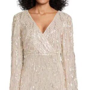 Guess Sequin Mini Sheath Dress, cream, size 14